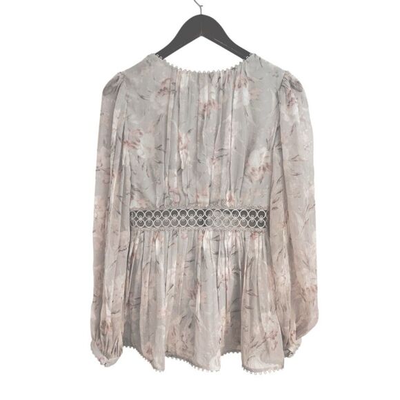 Zimmermann Iris Floral Eyelet Silk Blouse Greyish Floral Size 1 Small - Picture 5 of 14